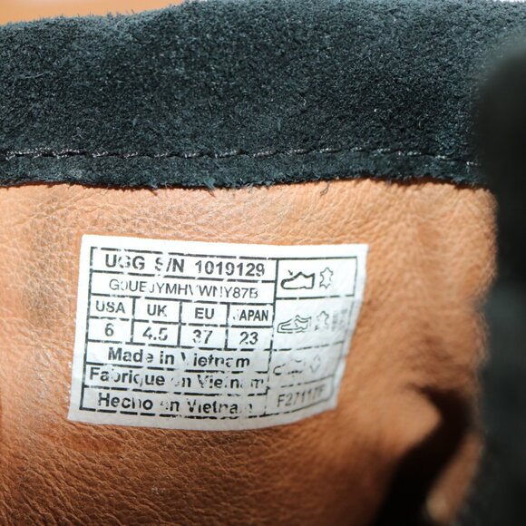 UGG Womens Reid Boot Size 6 Black Suede Tie Wrap Cushioned Moc Casual Booties - Picture 10 of 12